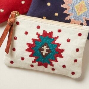 ANABAGLISH @ Sundance Hidden Canyon Clutch Pouch Cotton & Leather Zipper - New